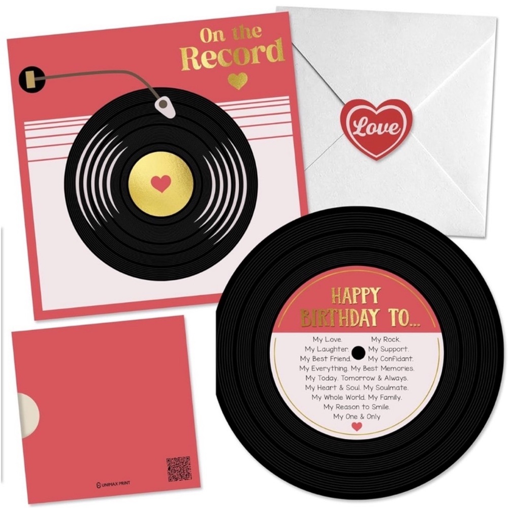 Vinyl Record Love Happy Birthday Card Set